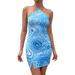 Women Sexy Halter Mini Dress Y2K Tie Dye Dresses Cutout Lace Up Bodycon Dress Tropical Beach Dresses