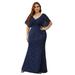 Ever-Pretty Women's Elegant A-line Plus Size Formal Party Gowns Plus Size Prom Dress 00578 Navy Blue US26