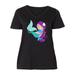 Inktastic Mermaid And Dolphin, Mermaid With Purple Hair Adult Women's Plus Size V-Neck Female