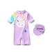 CVLIFE Children Kids Baby Girls Swimsuit Toddler Swimwear One-Piece Bathing Suit with Cap Cute Long Sleeve Swimming Suit Cartoon Swimming Costumes Summer Beachwear