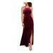 MORGAN & CO Womens Purple Slitted Sleeveless Halter Full-Length Sheath Formal Dress Size 5