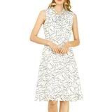 Allegra K Junior's V Neck Abstract Print Sleeveless Swing Sun Dress