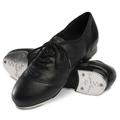 Danshuz Womens Black Soft Leather Lace Up Tap Dance Shoes Size 3-12
