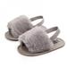 Faux Fur Baby Shoes Summer Cute Girls Soft Sole Shoes Plush Slide Sandal Infant First Walkers Anti-slip Walking Shoes