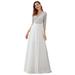 Ever-Pretty Women's A-line Long Sleeve Sequin V-neck Wedding Party Dress 00751 White US8