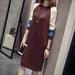 New Women's Autumn And Winter Elastic Thread Casual Sweater Dress Mid-long O Neck Knitted Sweater Dress