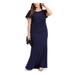 Betsy & Adam Womens Plus Scuba Scoop Neck Maxi Dress