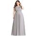 Ever-Pretty Womens Lace Pleated Wedding Party Dresses for Women 99932 Grey US14