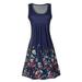 UKAP Summer Women Smock Vest Dress Ladies Holiday Beach Casual Loose Shirt Tank Top Sundress Ladies Summer Sleeveless Loose Floral Midi Dress Plus Size