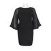 Adrianna Papell Crew Neck Long Sleeve Zipper Back Solid Ottoman Chiffon Dress (Plus Size)-BLACK