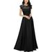 Sexy Dance Women's Long Chiffon Lace Maxi Dress Evening Formal Party Ball Gown Prom Bridesmaid Dress Ladies Evening Party Chiffon Prom Gown 1/4 Sleeve Plain Maxi Dress