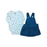 Carters Infant Girls XOXO Love Baby Outfit Bodysuit & Denim Jumper Dress Newborn