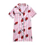 Big Toddler Girls Summer Cartoon Printed Rayon Nightgown Sleepwear Dress Pajamas