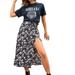 LA HIEBLA Summer Women Leopard Print Split Casual Elegant Long Skirt