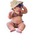 Emmababy Toddler Baby Girl Leopard Halter Lace-Up Tops and Elastic Bow Triangle Shorts