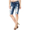 Guess Womens Destructed Raw Hem Bermuda Shorts