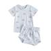 One Opening Newborn Baby 2PCS Outfit Set Short Sleeve Tops Shorts Set