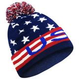 Couver 12 inch National Flag Color Acrylic Beanie with Pom Pom - USA / Stars with Stripes