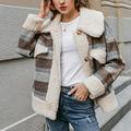 Follure Women Lady Outwear Plaid Patchwork Thickening Coat Plush Jacket Overcoat