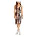 RACHEL ROY Womens Pink Sequined Striped Sleeveless Scoop Neck Midi Sheath Cocktail Dress Size L