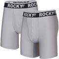 Rocky Men's Boxer Briefs - 9" Performance Underwear 4-Way Stretch - 2 Pack Grey