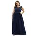 Ever-Pretty Women's Party Dress Long Plus Size Bridesmaid Dress for Wedding 06462 Navy Blue US22