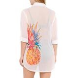 Wearabouts Womens Pineapple Graphic Button Down Cover-Up