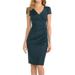 AulinÃ© Collection Womens V-neck Zip Up Work Office Career Side Wrap Sheath Dress Green Small