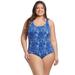 Sporti Plus Size Carina Laguna Chlorine Resistant Moderate Scoop Back One Piece Swimsuit (22W, Blue)