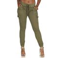 V.I.P.JEANS CG Collection Cargo High Waisted Jogger Skinny Drawstring Light Green Plus Size 1XL