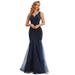 Ever-Pretty Women's Sexy Empire Waist Layer Mermaid Maxi Homecoming Ball Gown 00265 Navy Blue US12