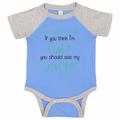 Adorable Niece/Nephew Baseball Bodysuit Raglan â€œIf You Think I'm Cute You Should See My Uncleâ€� Cute Uncle Newborn Shirt Gift - Baby Tee, 3-6 months, Blue & Grey Short Sleeve