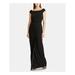 RALPH LAUREN Womens Black Sleeveless Jewel Neck Maxi Sheath Evening Dress Size 16