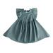 Binpure Children's Dress Kid's Lace Up Solid Color Round Neck One Piece Skirt