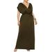 MAWCLOS Ladies Plus Size Casual Loose Dress V Neck Waist Belt Short Sleeve Dresses Women Formal Wedding Party Long Maxi Dresses