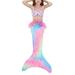 CVLIFE 3PCS Baby Kids Girls Bikini Swimwear Mermaid Tail Beachwear Bathing Suits Lace Up Swimsuits Swimmable Party Cosplay Costumes 2-13Year