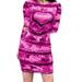 Daciye Women Heart Printing Long Sleeve Dress Bodycon Hip-wrapped Dress (Rose M)