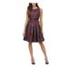 TOMMY HILFIGER Womens Black Belted Zippered Floral Sleeveless Jewel Neck Above The Knee Fit + Flare Party Dress Size 10