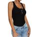 ClodeEU Fashion Women Solid Sleeveless V-Neck Button Casual tops T-Shirt Blouse