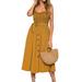 Julycc Womens Summer Strappy Polka Dot Midi Long Dress Holiday Beach Sundress