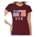 Awkward Styles Baseball USA Women Shirt USA Patriotic Gifts USA Sport T shirt for Women Gifts for Women American Flag Women Tshirt I'm American Pro America T-shirt for Women 4th July Gift