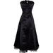 50's Strapless Satin Formal Bridesmaid Gown Holiday Prom Dress, Large, Black, Large, Black