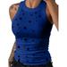 Women Star Print Tank Tops Summer Sleeveless Casual Tops Crew Neck T-shirt Racerback Tunic Tops Blouse