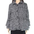 Damee Inc. Womens Jacket Small 3-Button Tweed Fringe-Trim S