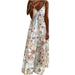 Bescita Women Summer V-Neck Casual Printing Loose Sleeveless Loose Long Dress