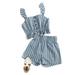 Owl's-Yard 2Pcs Toddler Baby Girls Sling Pleated Top+Striped Ruffle Shorts Outfits Set Cqh