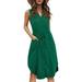 Styleword Women's V Neck Sleeveless Button Down Elastic Casual Dress with Pockets