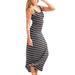 Women Casual Sleeveless Black White Striped Dress Maxi Dresses Multi Color S-XL