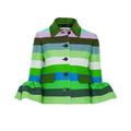 ESSEN Coat Fashion Women Autumn Rainbow Stripes Jacket 3/4 Petal Sleeve Single-Breast Coat