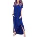 Pudcoco Women T-Shirt Long Maxi Dress Split Evening Party Dress Summer Beach Dress